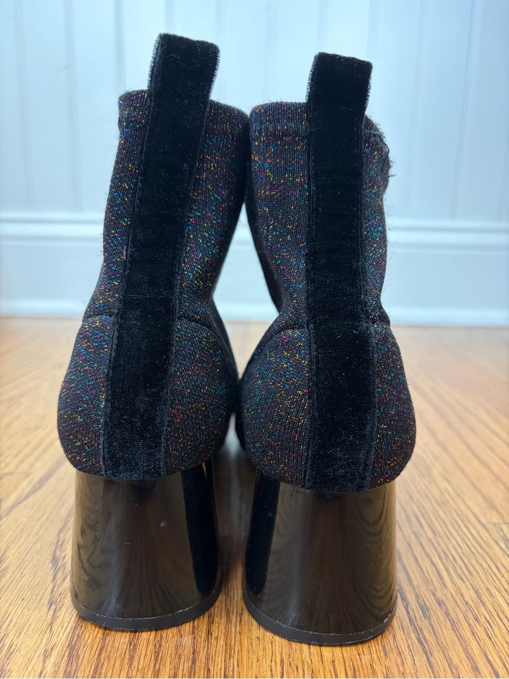 Zara Black Glitter Knit Ankle Boots - Picture 5 of 7